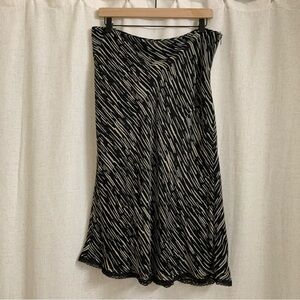 The Limited 100% Silk Black White Midi Animal Zebra Print Style Flowy Lace Skirt